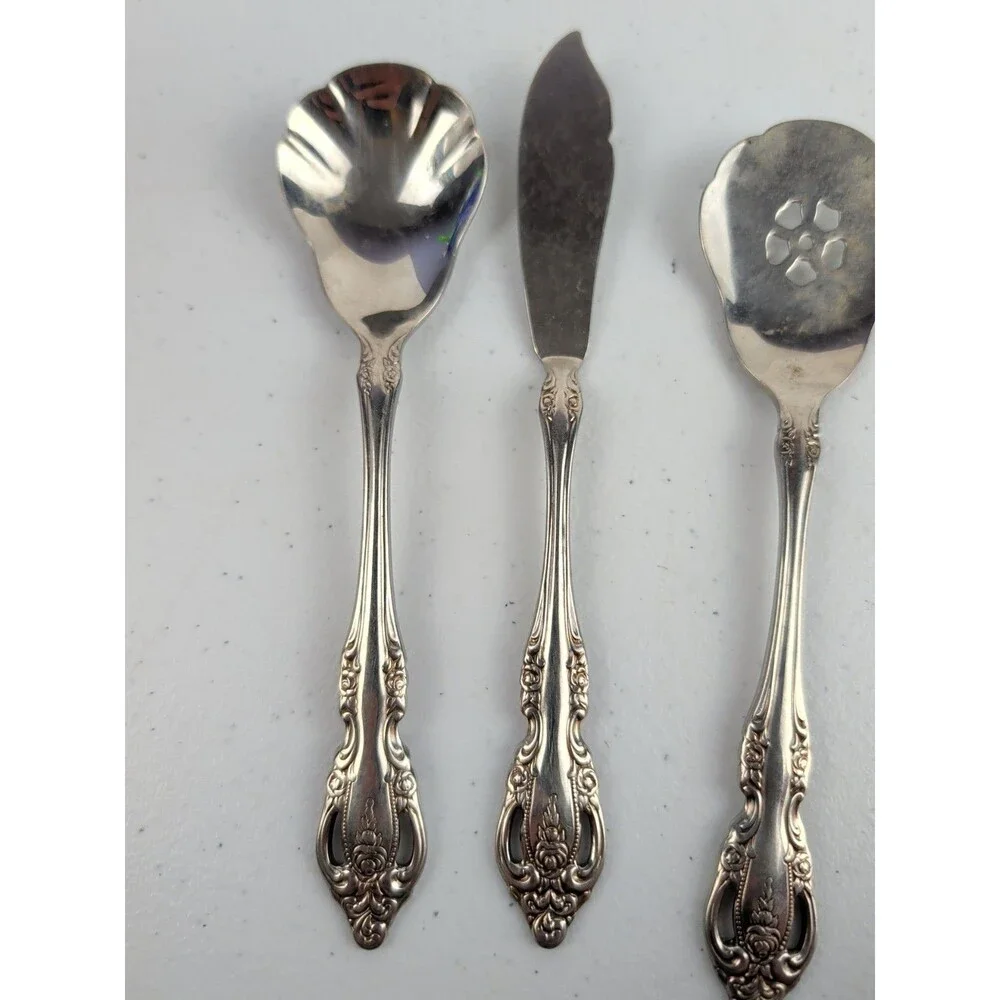 3 Piece Set Oneida Community BRAHMS Butter Spreader, Jelly Server & Sugar Spoon